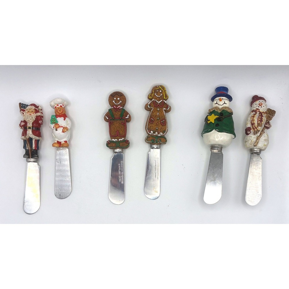 Boston Warehouse Cheese Spreaders Set 6 Multicolor Christmas Holiday Characters